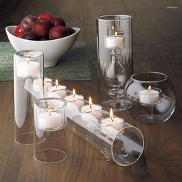 Candle Holders Modern Decoration Crafts Glass Holder Dinner Table Display Atmosphere Props Home Ornament Candlestick Gifts