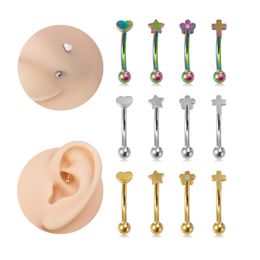 316L Stainless Steel Eyebrow Rings Colorful Body Cartilage Ear Stud Jewelry For Women and Men