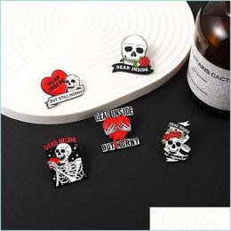 Pins Brooches Enamel Brooch Pins Dead Inside But Horny Skeleton Rose Heart Badges Punk Jewelry 1481 E3 Drop Delivery Dhgarden Dh3St