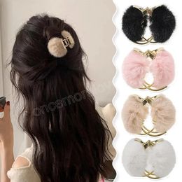 Cute Faux Rabbit Fur Small Hair Clips Soft Plush Ball Mini Hair Claw Bangs Clip Autumn Winter Fashion Hair Accessories