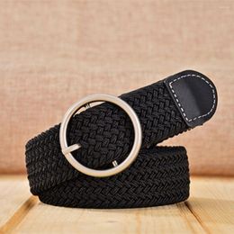 Belts Elasticated Fabric PU Leather Buckle Outdoor Sports Braided Stretch Belt Elastic Canvas Waistband