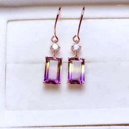 Stud Earrings The Engagement Gift Natural And Real Ametrine Earring 925 Sterling Silver