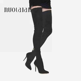 Boots 2021 Brand Women Fashion High Heels Stretch Slim Over The Knee Long Winter Female Thigh Shoes 220901