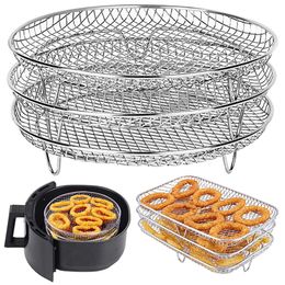 BBQ Tools Accessories Roasting Rack Compatible With Most Air Fryer Stainless Steel fryer Steamer 221128