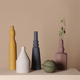 Vases Nordic Geometric Irregular Morandi Vase Art Flower Home TV Cabinet Model Decoration Floreros De Decoracion Gift 221126