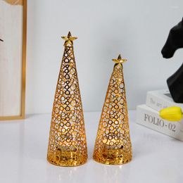 Candle Holders Metal Christmas Tree Holder Cup Tea Wax Small Round Decorations Candlestick Xmas Gift