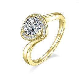Cluster Rings GEM'S BALLET Wedding Engagement Ring Heart 925 Silver 585 14K 10K 18K Gold 1.0Ct 6.5mm D Colour Moissanite For Women