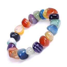 Irregular Shape Agate Hand String Colourful Dream Lemon Yellow Purple Agate Natural Stone 7 Chakra Yoga women Bracelet