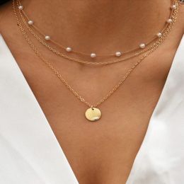 Fashion Vintage Crystal Pearl Pendant Necklace Statement Clavicle Pearl Chain Layered Collar Necklace Trend Pendant Jewellery