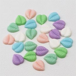 Garden Decorations 30pcs Mix Colours Kawaii Resin Imitation Leaf Flat back Cabochons DIY Decorative Craft Scrapbooking Accessories 221126