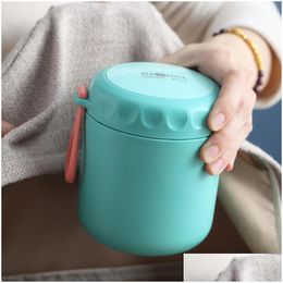 Bento Boxes Pure Color Portable Lunch Box Water Cups Stainless Steel Heat Preservation Tank Porridge Soup Vacuum Cup Insated Food Co Dhlns