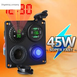 Car Charger Switch Panel Voltmeter Dual USB Socket 12V 4.2A Cigarette Lighter ON/Off Rocker 4 in 1 Camper Moto Power Adapter