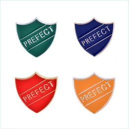 Pins Brooches Personality Letters Enamel Brooch 4 Colors Optional Jewelry Fashion Pin Badge For Men Perfect School Prefect Dhgarden Dhrk7