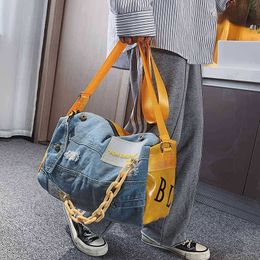 Denim duffel bags Women Large Capacity Travel Bag Designer Women Luxury Jeans Gym Tote Bag Weekend bags 221128