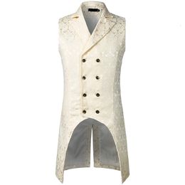 Men's Vests Mens Gothic Steampunk Double Breasted Sleeveless Jacquard Tailcoat Medieval Victorian Cosplay Dress Stage Costume XXL 221124