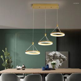 Pendant Lamps Simple Luxury Lamp For Restaurant Chandelier Nordic Living Room Dining Bar 3-Head Golden LED Light