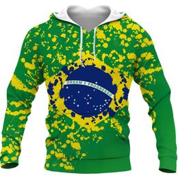 Erkek Hoodies Sweatshirts Brezilya Bayrak Hip Hop Erkek Kadınlar 3D Baskılı Sweatshirt Harajuku Tarz Hoodie Sıradan Pullover Ceket 221124