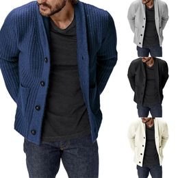 Men's Sweaters Mens Coats Shawl Collar Cardigan Sweater Cable Knit Button Sweater Pockets Warm Braided Jacket Thermal Warm Winter Jumper Coat 221128