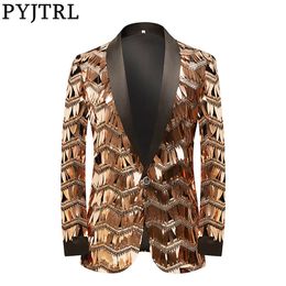Men's Suits Blazers PYJTRL High-end Champagne Gold Long Tassel Sequins Stage Singer Banquet Wedding Groom Suit Jacket 221124