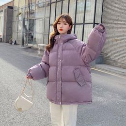 Women's Down Purple Women's Clothing Feather Jackets Coat Winter Baggy Thickening Warm Hooded Female Puffer Cotton Padded Jacket Outwear