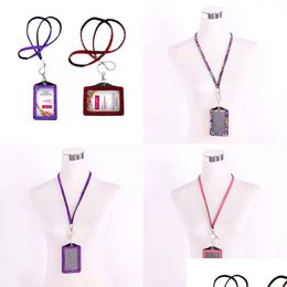 Storage Bags Rhinestone Crystal Card Id Badge Holder With Lanyard Rope Bling Vertical Business Case Office Papelaria Supplies 934 B3 Dhhmg