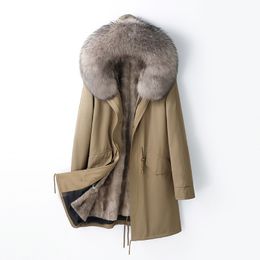 Winter Long Fur Coat Mink Fur Jackets Mens Warm Outerwear Coats Windbreakers Hoodless Top M-5XL Thickening
