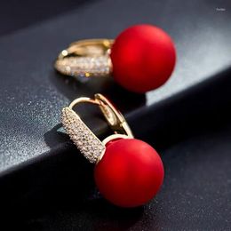 Dangle Earrings Trendy Simulated Pearl Red CZ Bowknot Sweet Champagne For Women Girls Wholesale Drop Jewellery Gift