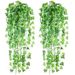 Decorative Flowers Artificial Ivy Leaf Garland Plants Vine Fake Foliage Creeper Green Wreath For Wedding Party Room Garden Decoration