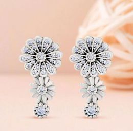 925 Sterling Silver Sparkling Daisy Flower Trio Stud Earrings Fits European Pandora Style Jewellery Fashion Earrings