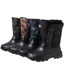 Boots Waterproof Plush Large Outdoor Snow Men's Camouflage Warm And Cold Resistant Winter Fishing Shoes Men