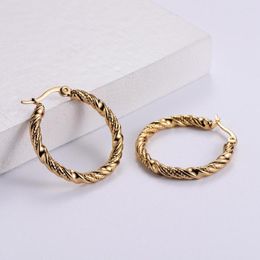 Hoop Earrings High Quality Twisted Wire 18K Gold 30MM Circle Stainless Steel Women Trendy Jewellery Wholesale