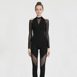 Stage Wear Mesh Gymnastics Initard For Women Black Ballet Dance Leotard Adult Professional Clothes Costume JL1542