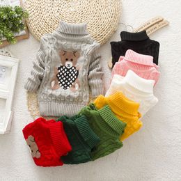 Pullover Baby Girl Boy Sweaters Autumn Winter Children Cartoon Jumper Knitted Turtleneck Warm Outerwear Kid Casual Clothing 221128