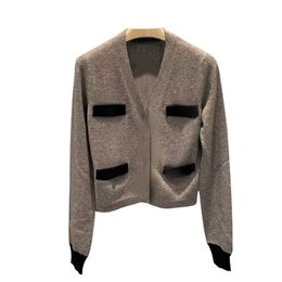 Women's Sweaters Autumn and Winter 22 New Grey Sweater Coat V-Neck Long Sleeve Loose Cardigan Versatile Knitted Wool Top Women