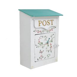 Garden Decorations Farmhouse Wall Mounted Mailbox Metal Material Bird Pattern Leaving Message Outdoor Decoration 221128