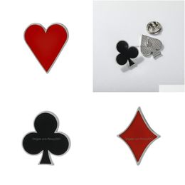 Pins Brooches Playing Cards Brooches Set 6Pcs Funny Poker Pins Spade Diamonds Metal Enamel Paint Badges Pin Jewellery Clothes Accesso Dhws0