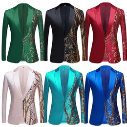 Men's Suits Blazers Europe America Singer Blazer Luxury Embroidery Gold Glitter Party Clothing Upscale for 221124