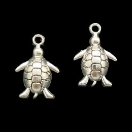 Bulk 100pcs Tortoise turtles Pendants Charms For Jewelry Making Tibetan Silver Color Antique DIY Handmade Craft 18x13mm DH0408