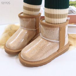 Kinder-Schneestiefel, warme Stiefel, Star-Baby-Jungen-Mädchen, weiches, bequemes Schaffell-Plüsch, hält schöne Geburtstags- und Weihnachtsgeschenke, Aus-Größe 25–36