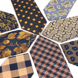 Printed Ties Vintage Pattern Abstract Character Multicolor Mens Necktie Printing Handmade Unique Orange Yellow Series