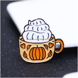 Pins Brooches Personalised Pumpkin Metal Brooch For Women Alloy Drip Oil Halloween Theme Funny Badge Creative Cup Denim Shirt Gift Dhwkx