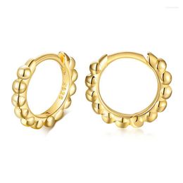 Hoop Earrings S925 Sterling Silver For Women Jewellery Gold Tone Small Huggie Ear Clip Minimalist Female Party Street Accessory