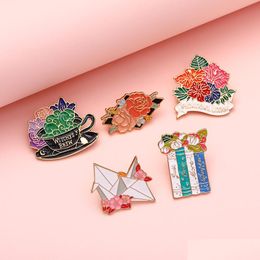 Pins Brooches Enamel Brooches Pins Flowers Books Badge Backpack Clothes Lapel Brooch Pin Jewellery 1473 E3 Drop Delivery Dhgarden Dhe4I