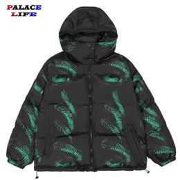 Men's Down Parkas Winter Parka Jacket Men Punk Snake Full Print Streetwear Warm Thick Zipper Harajuku Padded Coat Outerwear Women 221124