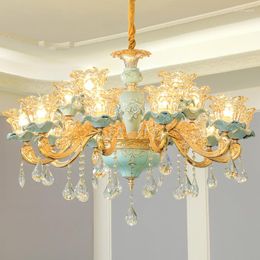 Chandeliers LED Crystal Chandelier Lighting Fixture Modern Ceramic Lamp French Living Room Dining Restaurant Lustre