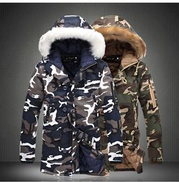 Mens Down Parkas Camouflage Parka Winter Jacket Men Big Fur Collar Fashion Middle Long Coats Plus Size Coat 221128