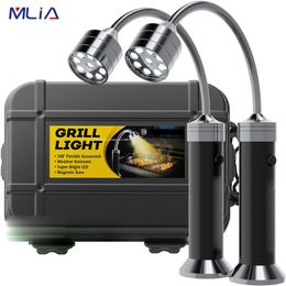 BBQ Tools Accessories MLIA 2pcs Portable Magnetic LED Grill Light Lamp 360 Degree Adjustable Barbecue ing Lights Outdoor Lighting 221128