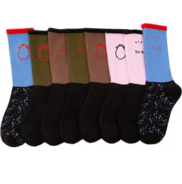 6 Pairs Sock Men's Cotton Hook Blue Brown Long Socks Women's Trendy Socks Leisure Sports