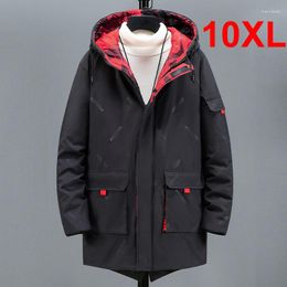 Men's Down 9XL 10XL Plus Size Parkas 2022 Winter Thick Jackets Men Fashion Casual Long Coats Mens Hooded Outdoor Outerwear Male