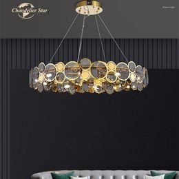 Chandeliers Luxury LED Lighting Modern Stainless Steel Glass Round Rectangle Pendant Hanging Lamps Bedroom Living Room Lights